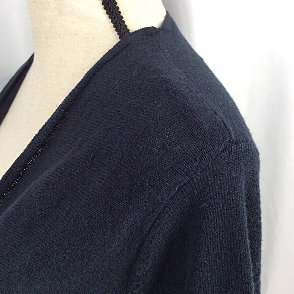J JIll Linen Blend Open Cardigan Sweater Women's 1X (Tag) XL (Fit) Navy Blue - Picture 6 of 11